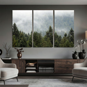 Misty Mountain Forest Wall Art Canvas Print