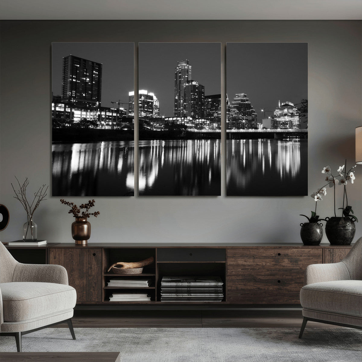 Austin Skyline Wall Art Canvas Print, Austin Downtown Night