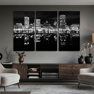 Baltimore Skyline Wall Art Canvas Print, Baltimore Downtown