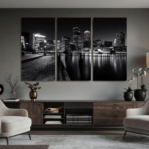 Boston Wall Art Canvas Print, Boston City Downtown Night