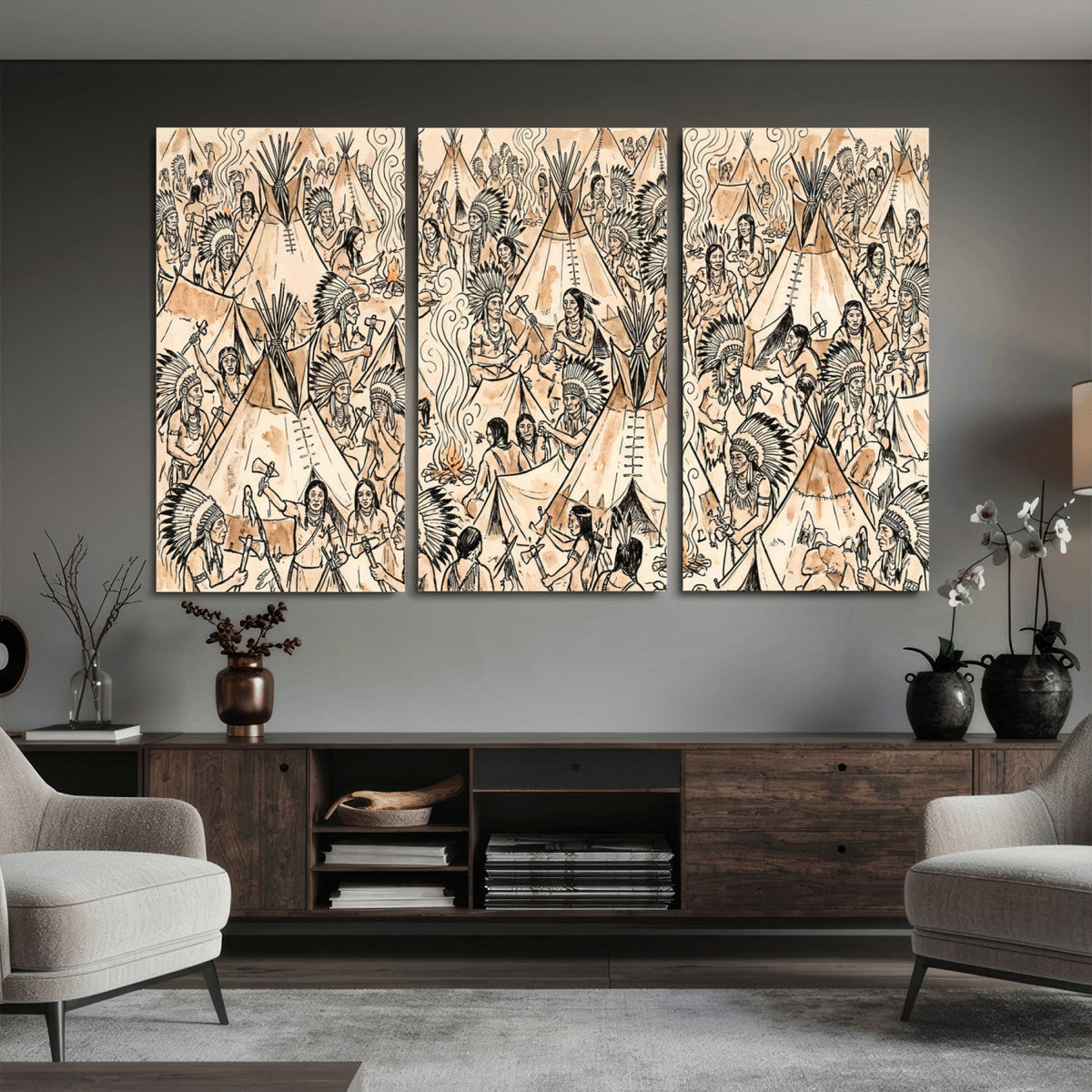 Native American Indian Wall Art Canvas Print - Abstract