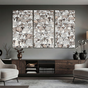 Abstract Texas Cow Wall Art Canvas Print - Farm Longhorn