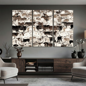 Abstract Texas Longhorn Print - Longhorn Herd Print for