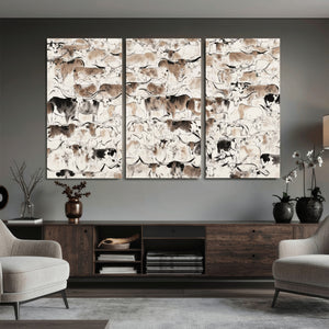 Abstract Texas Cow Canvas Print for Cabin and Western Home
