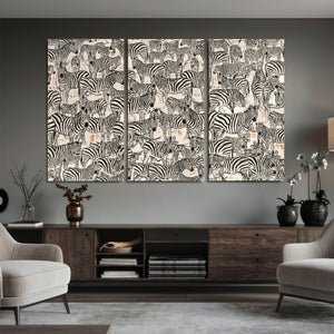 Abstract Zebra Wall Art Canvas Print for Farmhouse Decor
