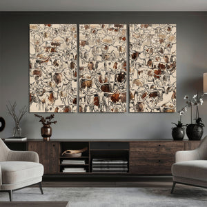 Abstract Longhorn Wall Art Canvas Print - Farm Animal