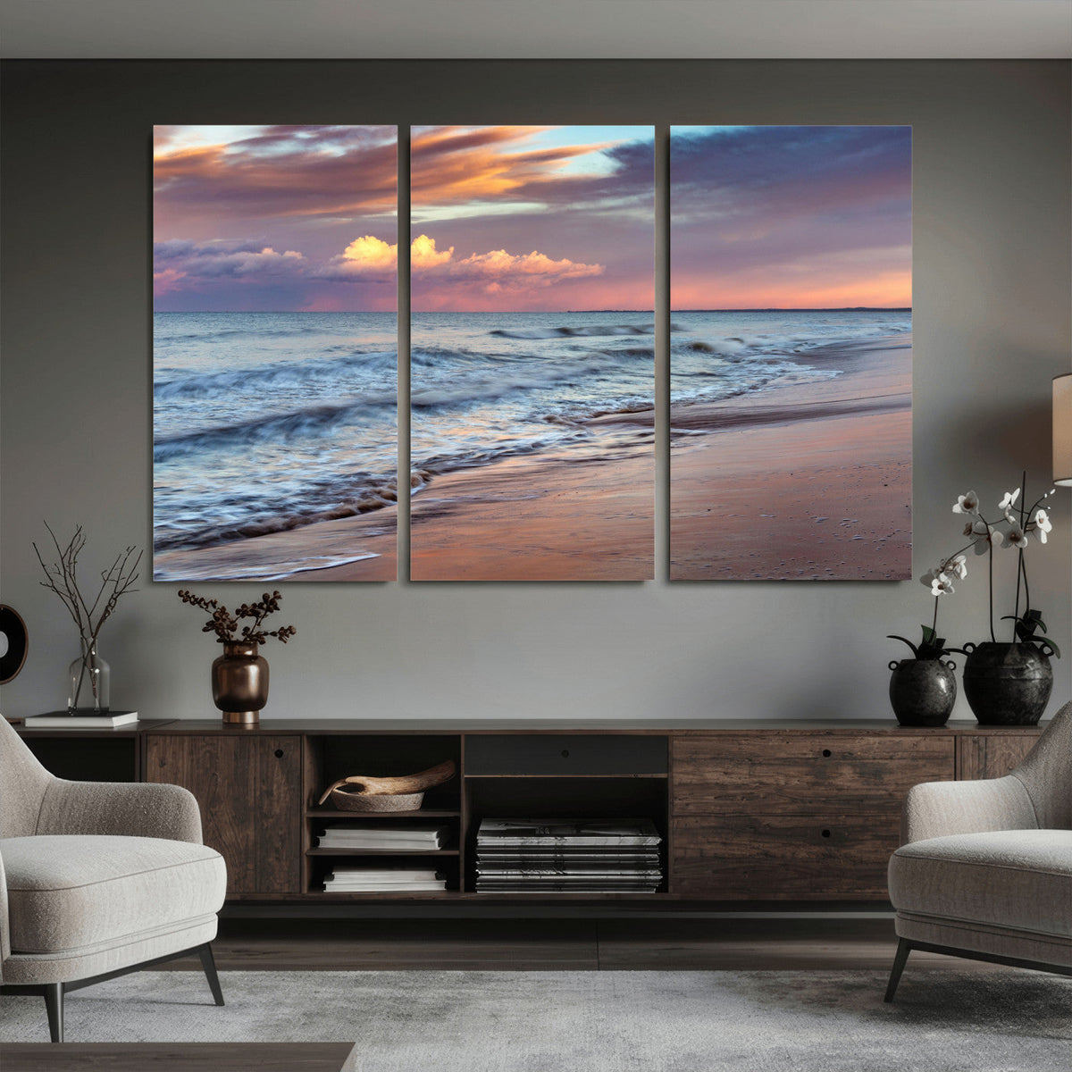 Ocean Sunset Wall Art Canvas Print – Coastal Beach