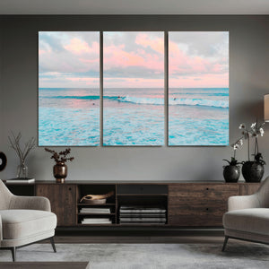 Ocean Wave Wall Art Canvas Print, Pastel Surf Seascape