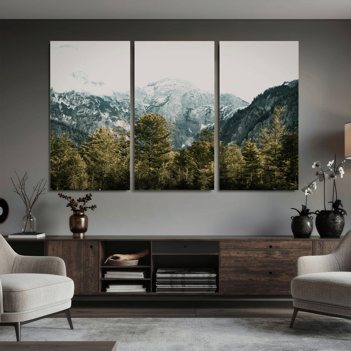 Mountain Forest Wall Art Canvas Print, Alpine Landscape