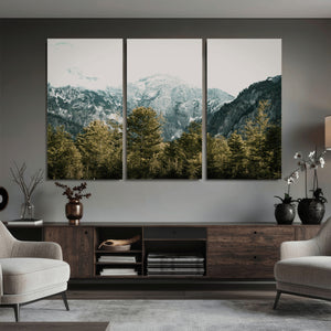 Mountain Forest Wall Art Canvas Print, Alpine Landscape