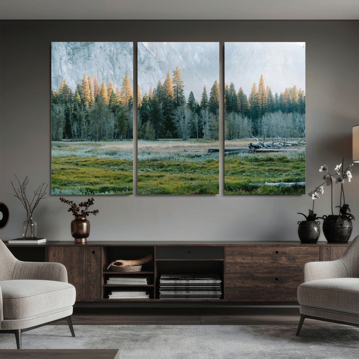 Forest Meadow Wall Art Canvas Print, Pine Tree Landscape