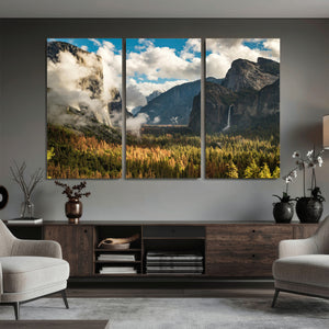 Yosemite Valley River Wall Art Canvas Print