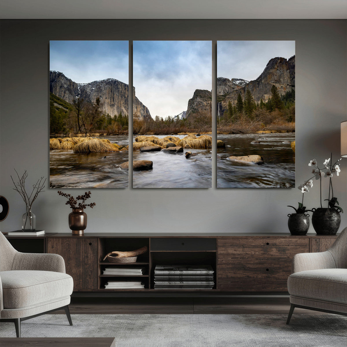 Yosemite Valley Mountain Landscape Wall Art Canvas Print,