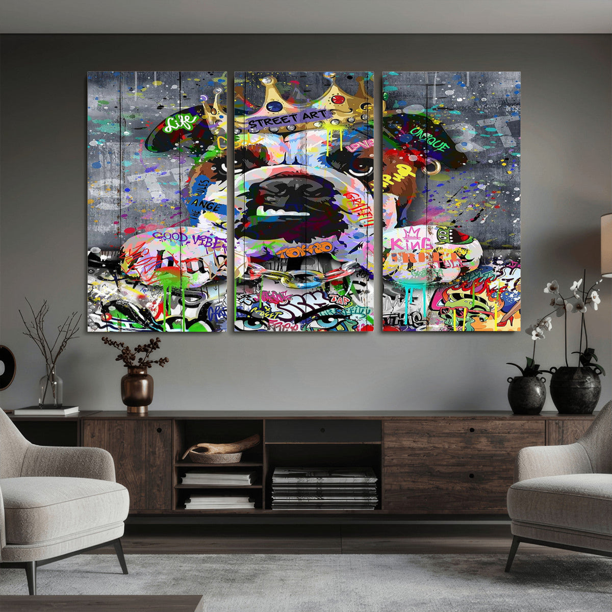 Graffiti Dog Wall Art Decor for Teen Bedroom - Abstract