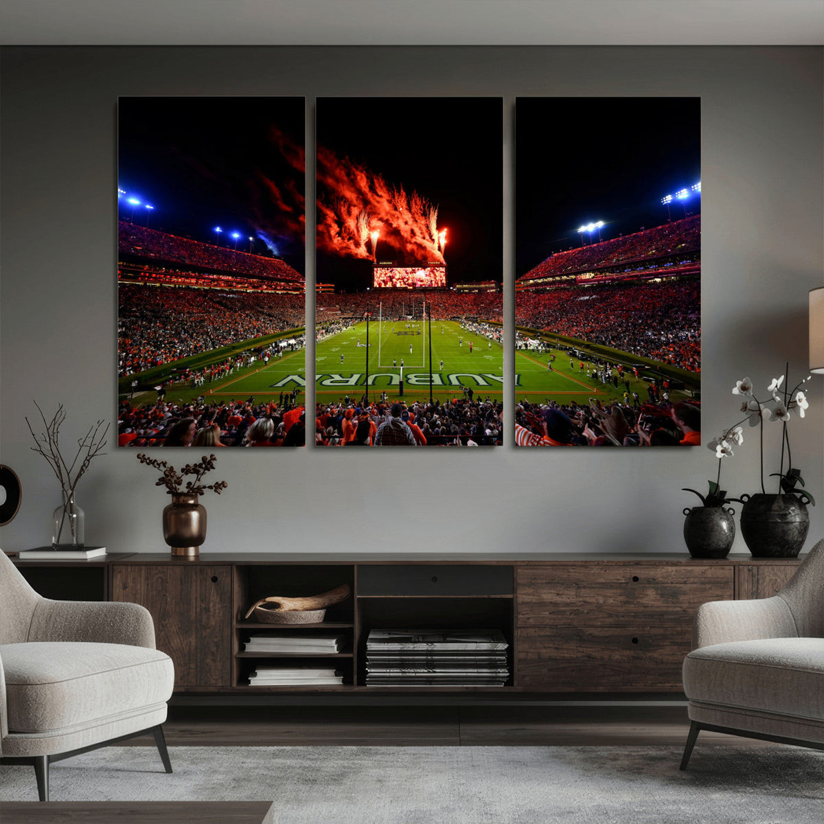 Auburn Stadium Wall Art Canvas Print, College Football Night