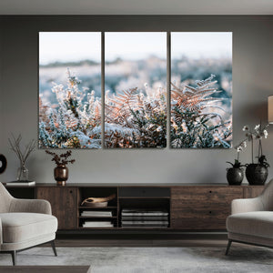 Frosted Fern Wall Art Canvas Print, Soft Winter Botanical