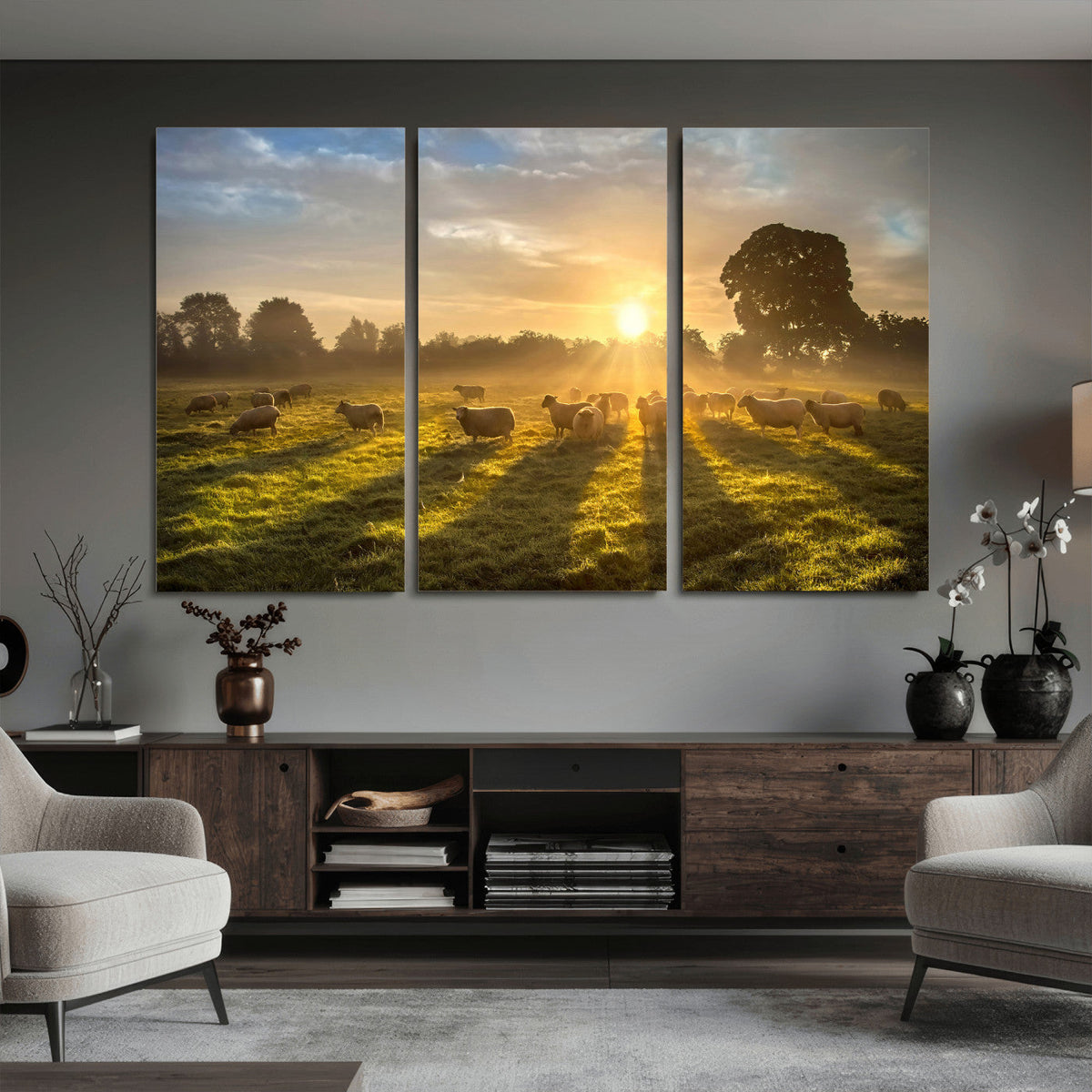 Sheep Wall Art Canvas Print – Rural Farm Animal Artwork