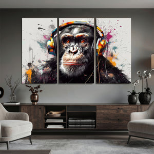 Dj Monkey Wall Art Canvas Print – Colorful Pop Art Banksy
