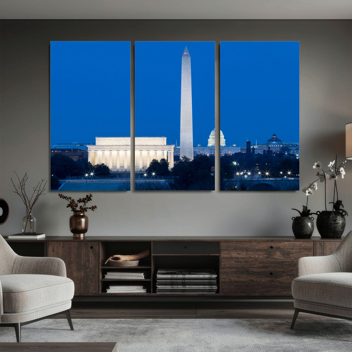 Washington DC Skyline Wall Art Canvas Print – Lincoln