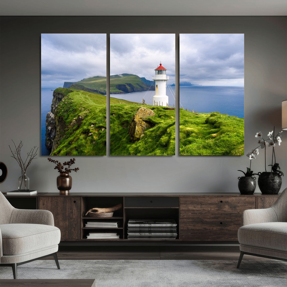 Cliffside Lighthouse Wall Art Canvas Print – Coastal