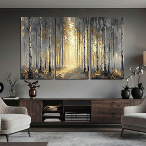 Abstract Birch Forest Wall Art Canvas Print – Modern Neutral