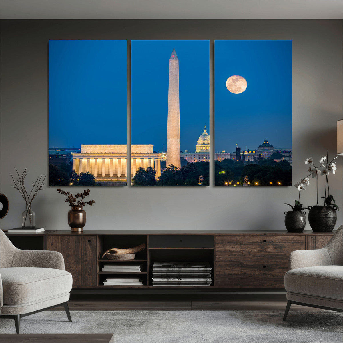 Washington DC Skyline Wall Art Canvas Print – Lincoln
