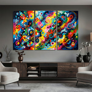 Geometric Abstract Wall Art Canvas Print, Bold Color