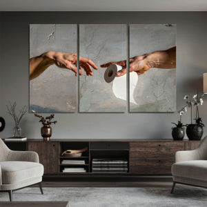 Funny Bathroom Wall Art Canvas, Creation of Toilet Paper