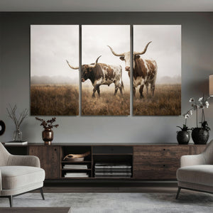 Texas Longhorn Canvas Wall Art Western Bull Desert Moody
