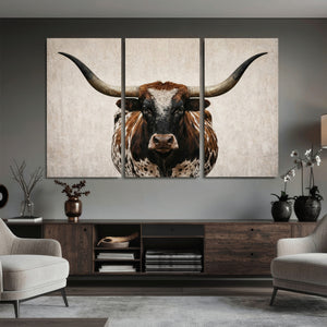 Texas Longhorn Canvas Wall Art Western Bull Desert Moody