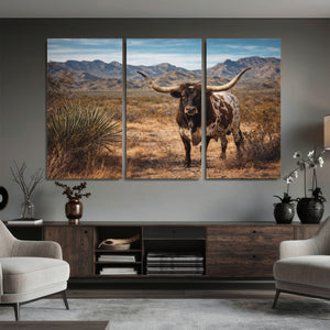 Texas Longhorn Canvas Wall Art Western Bull Desert Moody