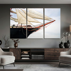 Sailboat Wall Art Canvas Print, Vintage Ship Bow Framed