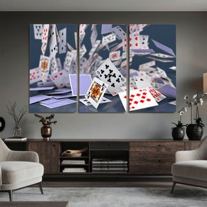 Playing Cards Canvas Wall Art | Casino Game Room Decor,