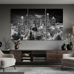 Charlotte Skyline Canvas Wall Art Print – North Carolina Cityscape Photography Print