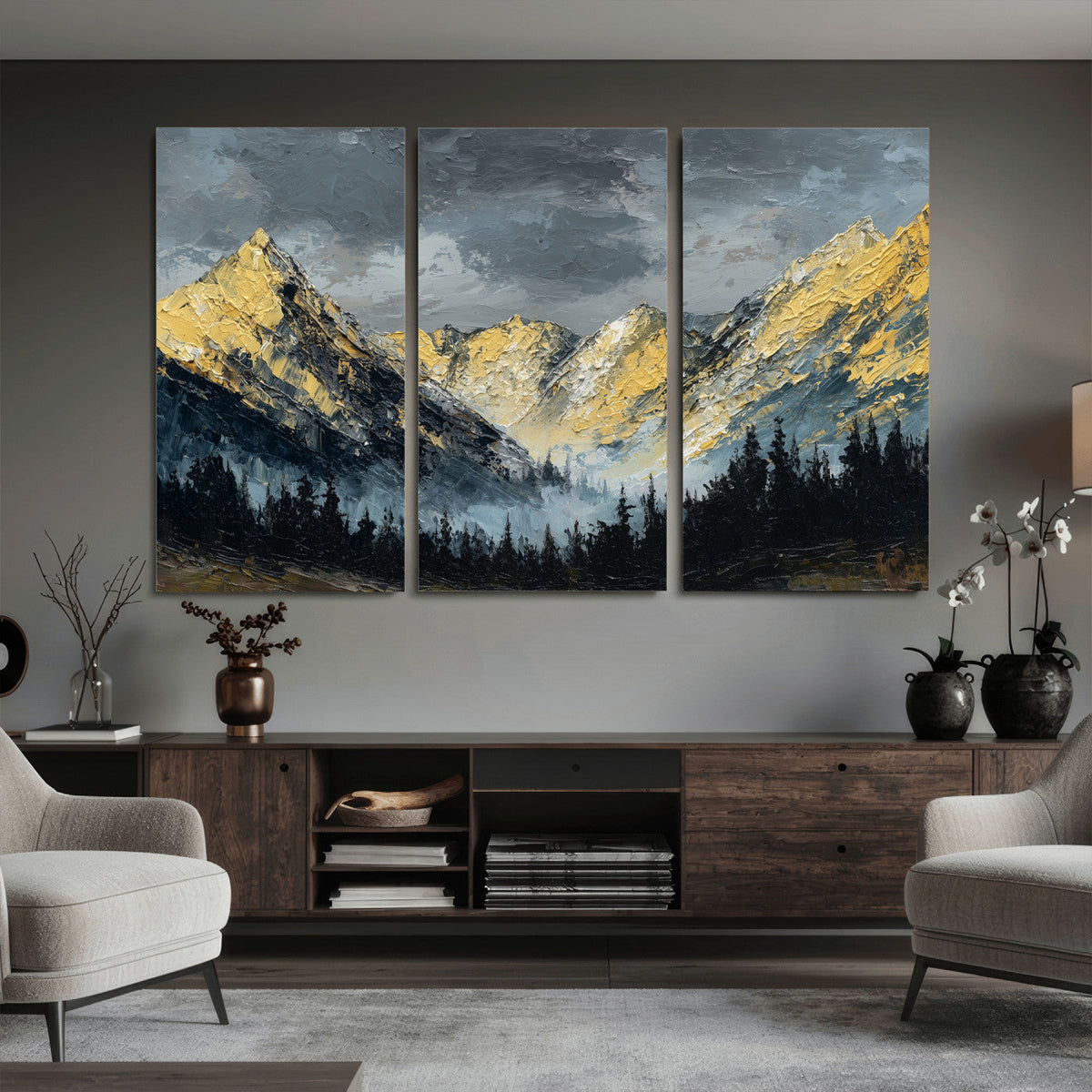 Abstract Mountain Wall Art Canvas Print Modern Landscape Painting Print