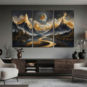 Abstract Mountain Wall Art Canvas Print Modern Landscape Painting Print