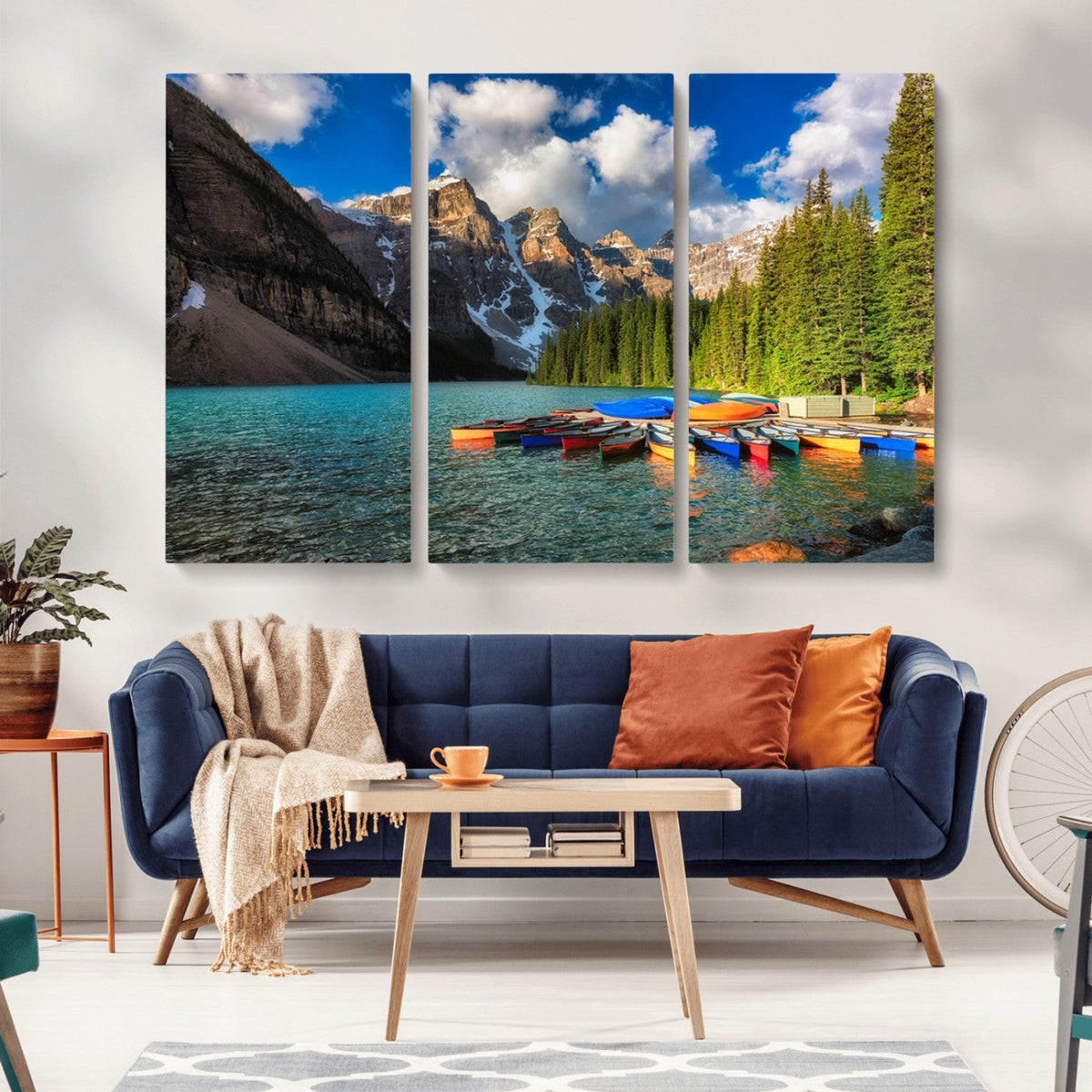 Moraine Lake 3-Panel Wall Art, Majestic Mountain and Lake