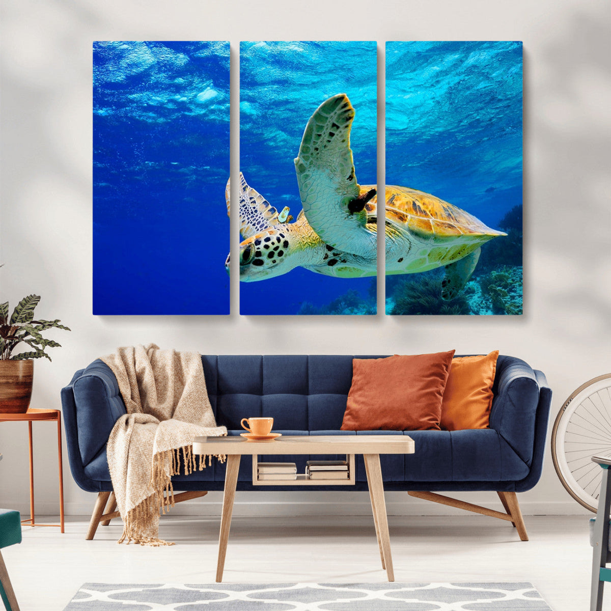 Sea Turtle Wall Art Canvas Print, Sea life in the Ocean Wall
