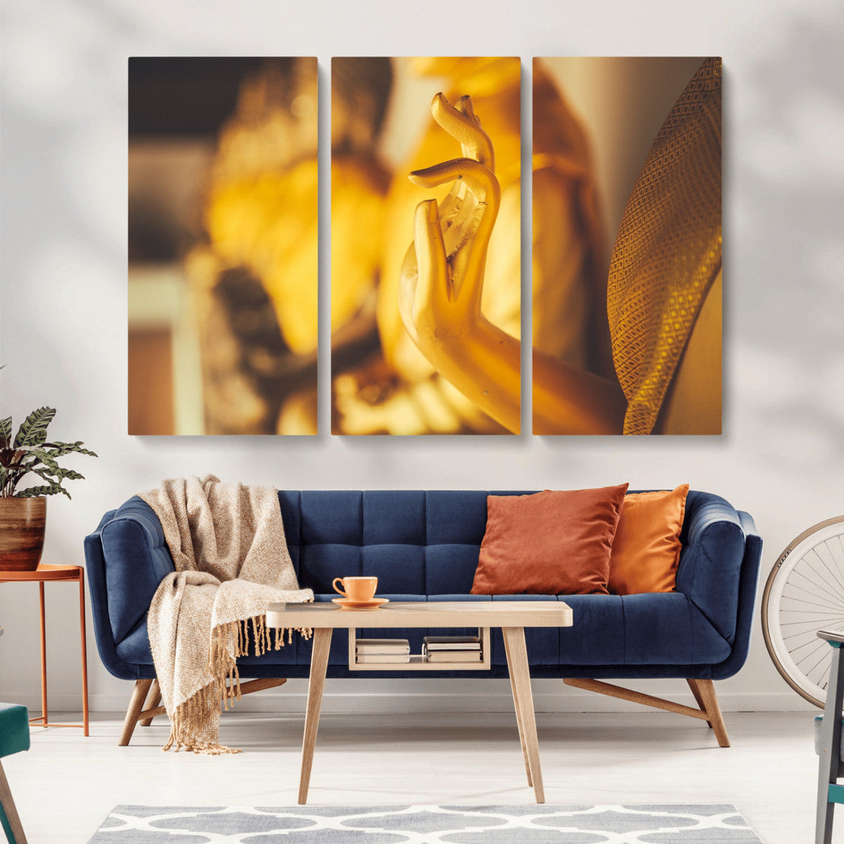 Gold Buddha Statue Hands Wall Art Canvas Print