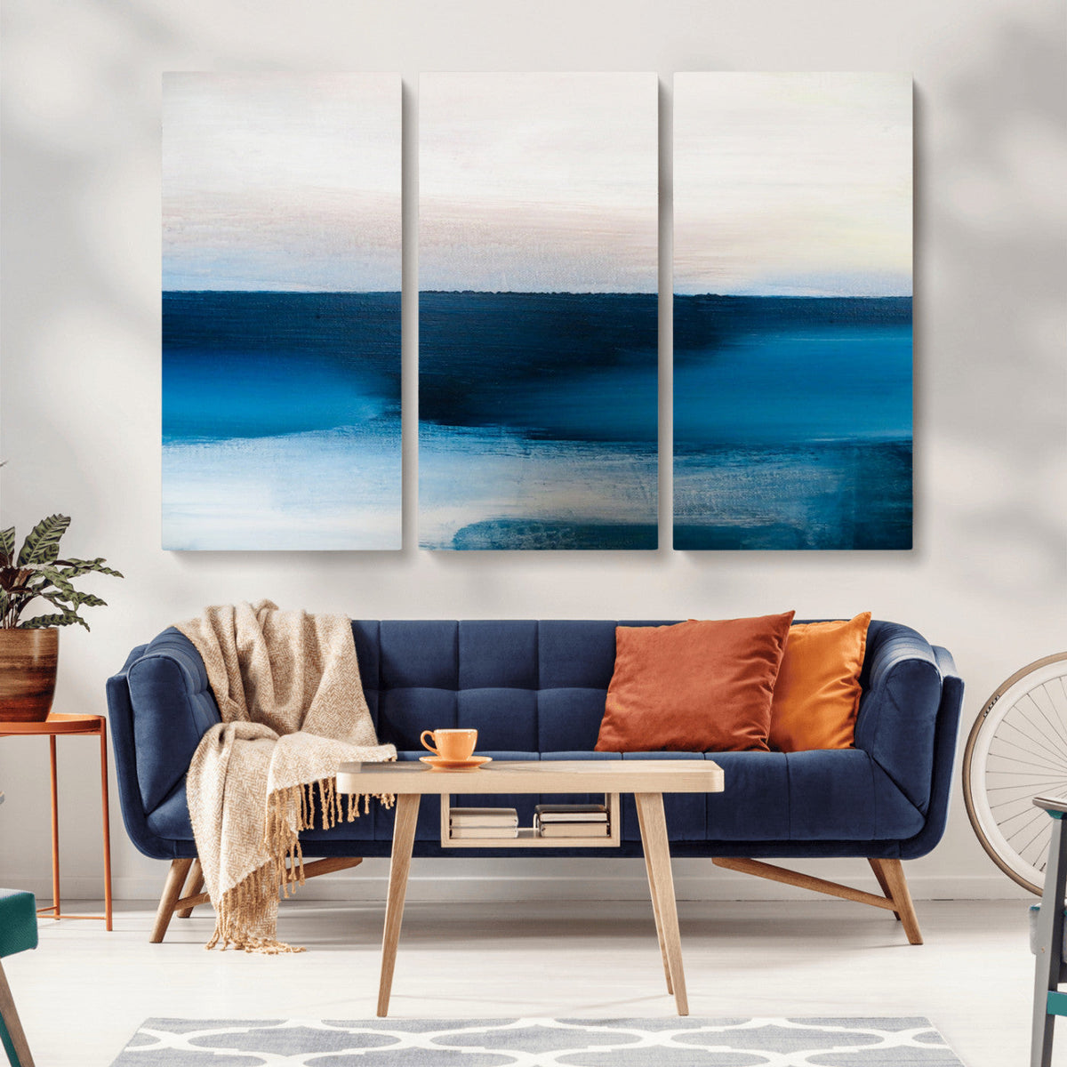Dark Blue Abstract Wall Art Canvas Print