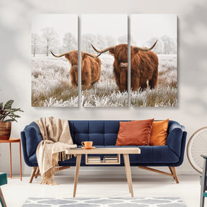 Longhorn Cattle Wall Art Canvas Print, Framed Farmhouse