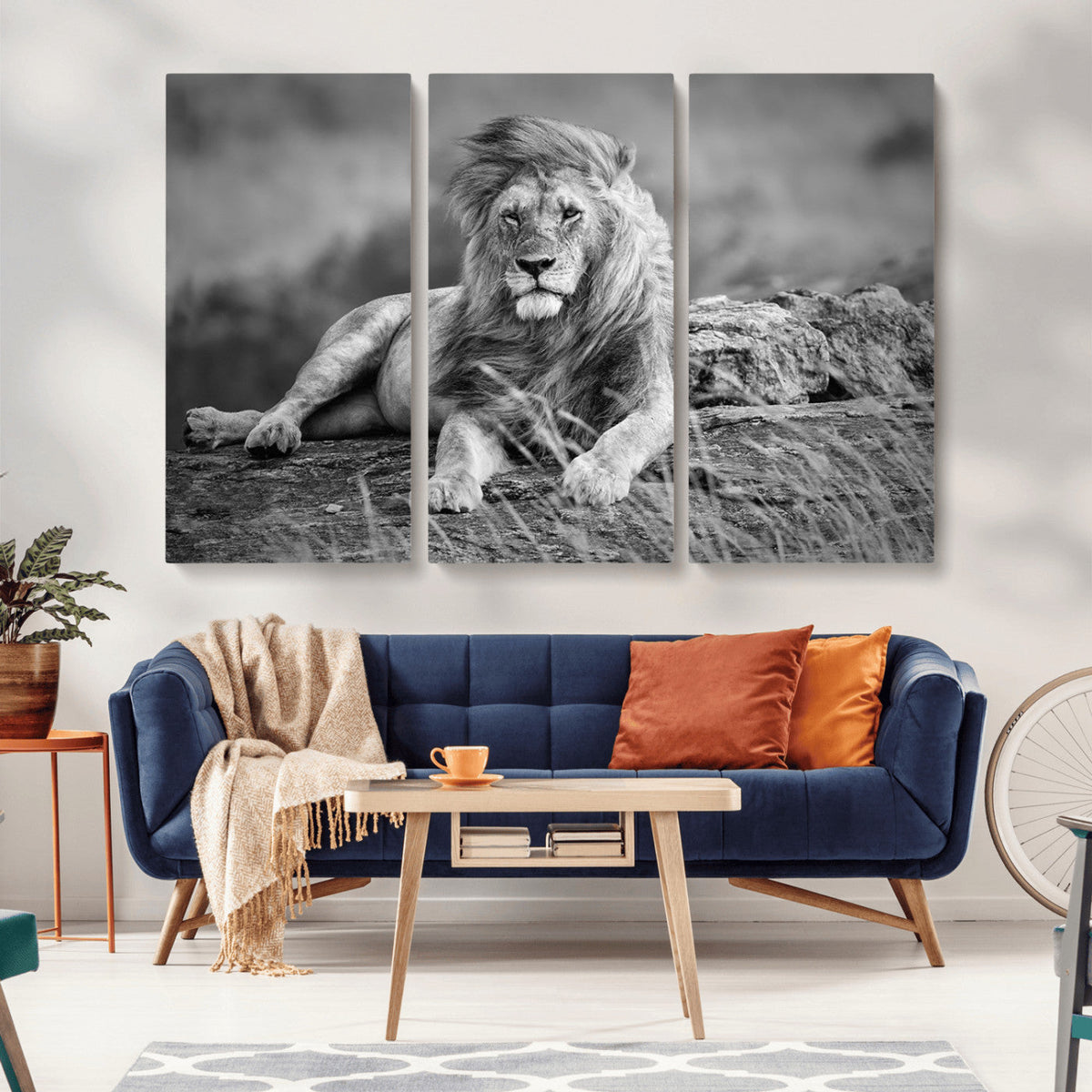 King Forest Lion Wall Art Canvas Print – Framed Majestic