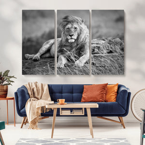 King Forest Lion Wall Art Canvas Print – Framed Majestic