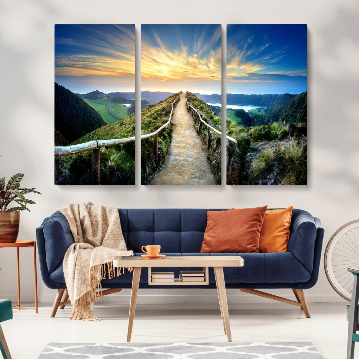Mountain and Sunset Wall Art Canvas Print