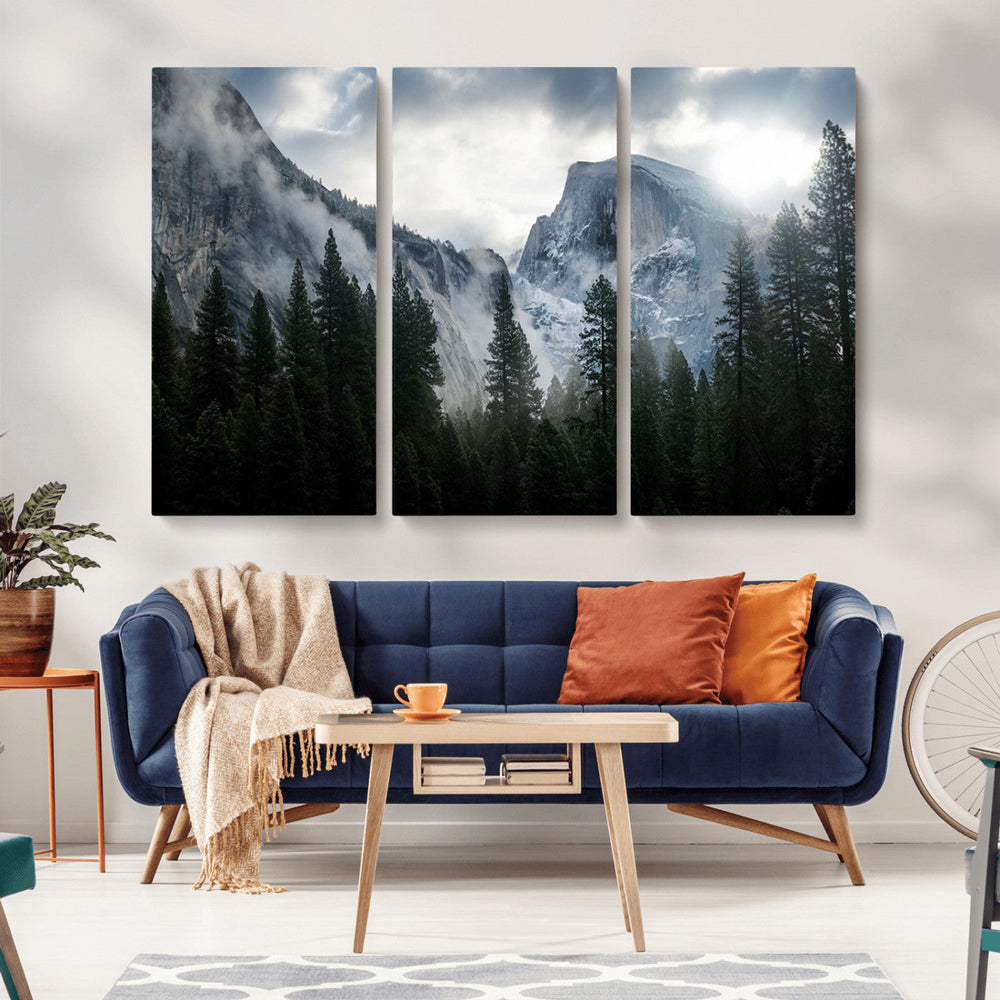 Yosemite National Park El Capitan Foggy Mountain Wall Art |