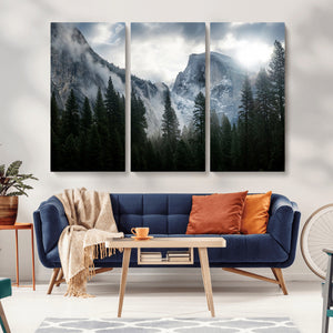 Yosemite National Park El Capitan Foggy Mountain Wall Art |