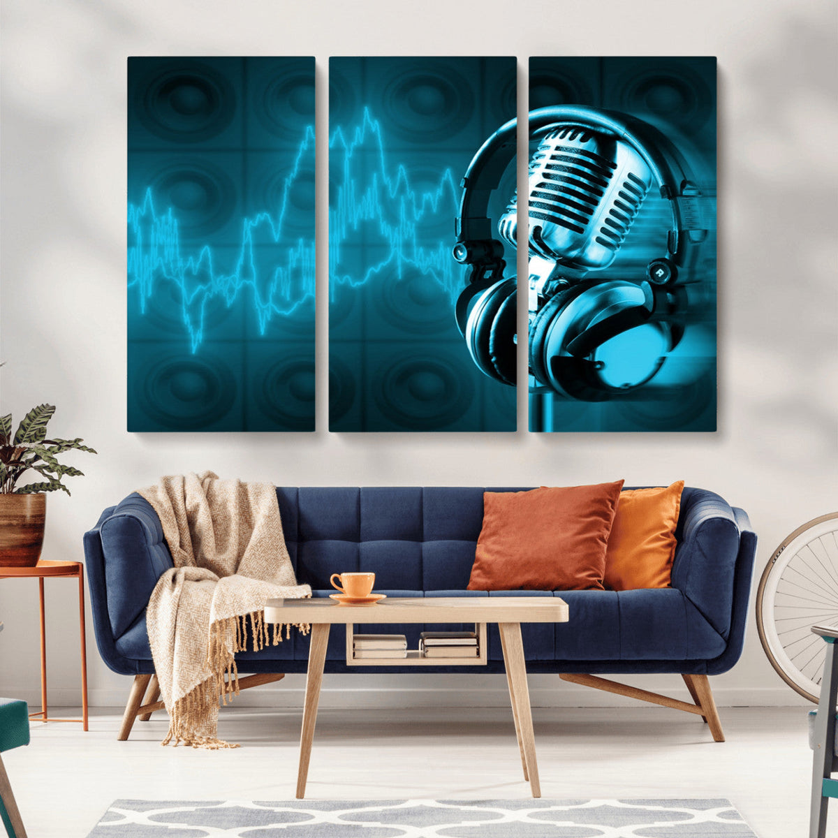 Music and Microphone Wall Art Canvas Print