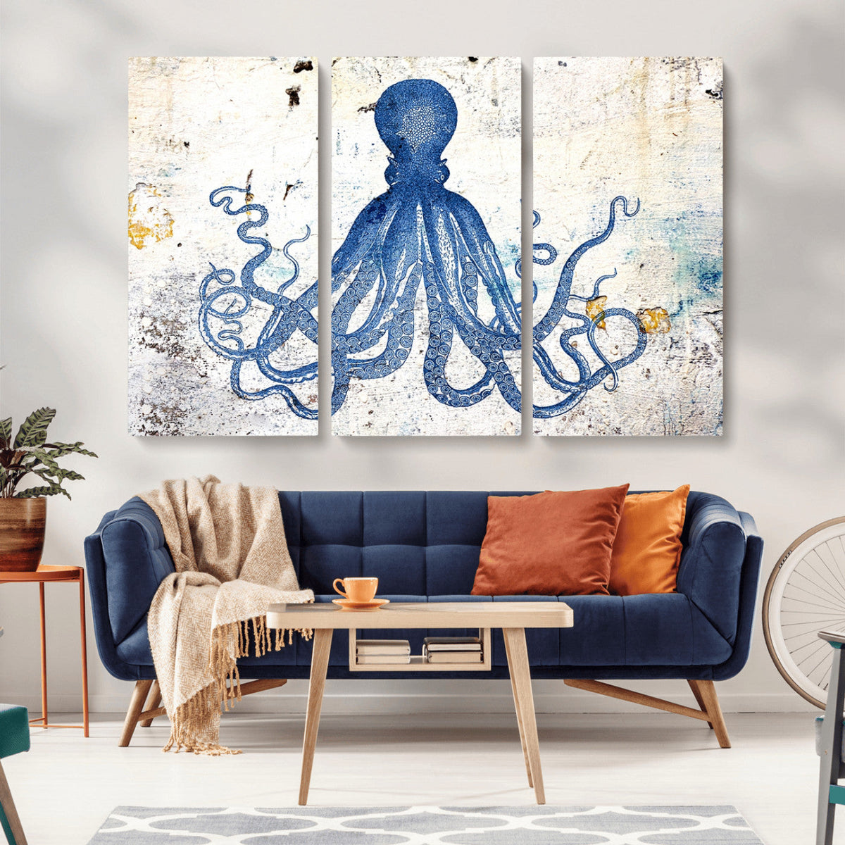 Octopus Canvas Wall Art | Coastal Marine Life Artwork for