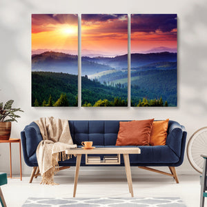 Mountain and Sunset Wall Art Canvas Print
