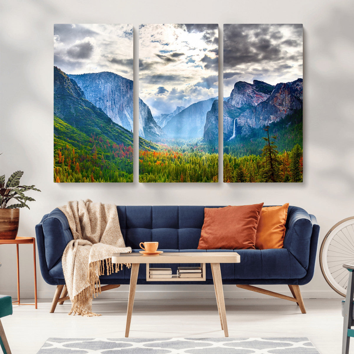 Yosemite Park Half Dome 3 Panel Canvas Print | Large Giclée